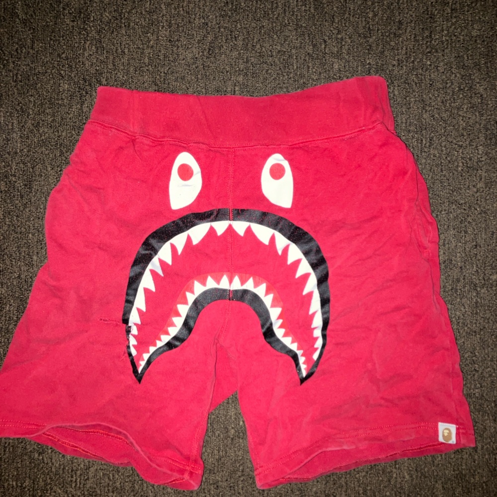 Red Bape Shorts With Green Bape Back Pocket